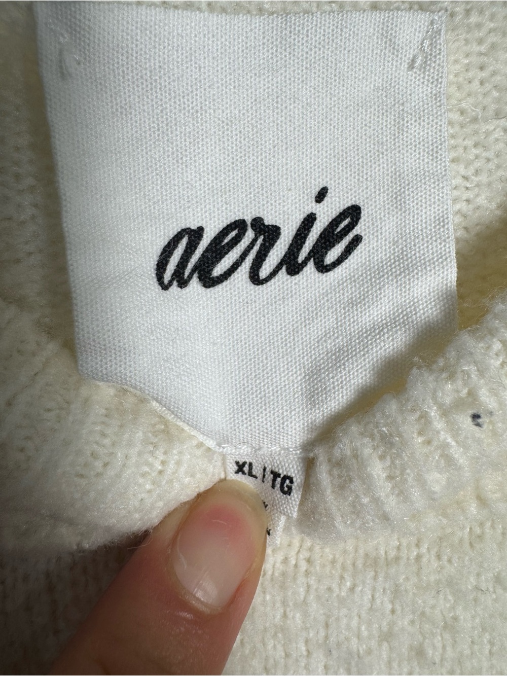 Aerie Cream Cozy Oversized Crew Neck Knit Sweater Size XL Slouchy Drop Shoulder - Picture 6 of 10